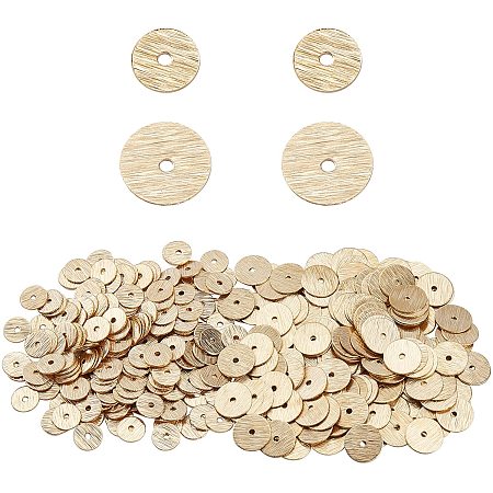 SUPERFINDINGS 400Pcs 2 Size Disc Loose Beads Golden Flat Round Spacer Beads Brass Heishi Beads with 1.2mm Hole for Jewelry Making DIY Craft