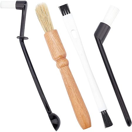 GORGECRAFT 4PCS Coffee Brush Set Barista Professional Brush Cleaning Tools Wooden Cleaning Brush for Grinders and Nylon Espresso Brush Kit for Coffee Lovers Gifts
