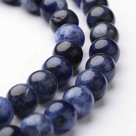 ARRICRAFT Round Natural Sodalite Bead Strands, 6mm, hole: 1mm, about 63~65pcs/strand, 15 inches
