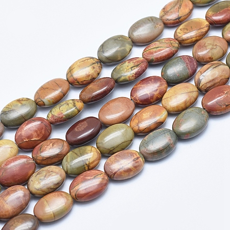 Arricraft Natural Picasso Stone/Picasso Jasper Beads Strands, Oval, 14x10.5x5mm, Hole: 1mm, about 29pcs/strand, 16.14 inches(41cm)