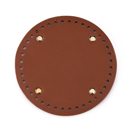 CHGCRAFT PU Leather Flat Round Bag Bottom, for Knitting Bag, Women Bags Handmade DIY Accessories, Sienna, 141x9.5mm, Hole: 4.5mm