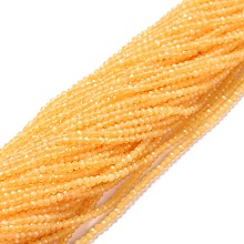 ARRICRAFT Cat Eye Beads Strands, Round, Faceted, Orange, 2mm, Hole: 0.2mm, 14.17 inch(36cm), 174~184pcs/strand