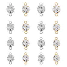 SUPERFINDINGS 192Pcs 8 Styles Brass Clear Cubic Zirconia Connector Charms, Diamond Link, Platinum & Light Gold, 7.5~11x3~6x2.5~5mm, Hole: 1~1.2mm, 24pcs/style