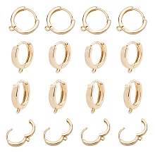 ARRICRAFT Brass Huggie Hoop Earring Findings, Real 18K Gold Plated, 16.5x14.5x3.5mm, Hole: 1.5mm; Pin: 1mm, 20pcs