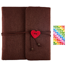 CRASPIRE DIY Felt Scrapbook Photo Album, for Travel Graduation Self-adhesive Picture, with Heart Pattern Cloth Picture Stickers, Coffee, 230~235x250x35mm, 1pc