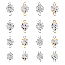 SUPERFINDINGS 192Pcs 8 Styles Brass Clear Cubic Zirconia Connector Charms, Diamond Link, Platinum & Light Gold, 7.5~11x3~6x2.5~5mm, Hole: 1~1.2mm, 24pcs/style