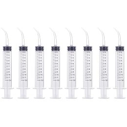 BENECREAT 20 Pack 12ml Curved Tip Syringe Plastic Dispensing Syringe for Scientific Labs Animal Feeding