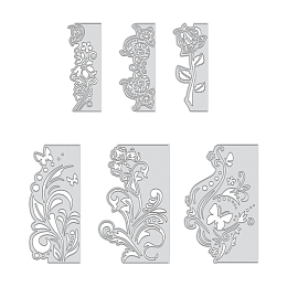 Carbon Steel Cutting Dies Stencils, for DIY Leather Making, Matte Platinum Color, 6pcs/set