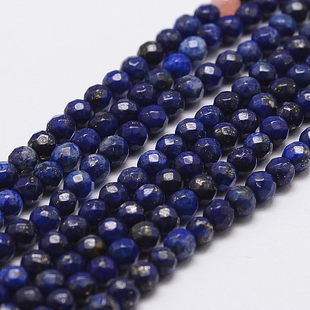 Arricraft Natural Lapis Lazuli Beads Strands, Dyed, Faceted, Round, 4mm, Hole: 1mm, about 96pcs/strand, 14.9 inches~15.1 inches