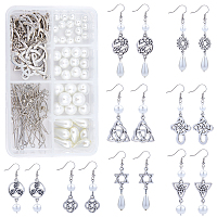SUNNYCLUE DIY Knot Shape Earring  Making, with Tibetan Style Pendants & Links, Brass Earring Hooks, Glass Pearl Beads, Mixed Color, 116pcs/box