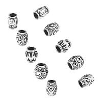 Unicraftale 316 Stainless Steel European Beads, Large Hole Beads, Drum and Barrel, Antique Silver, 10.5~13.5x7.5~11mm, Hole: 4.5~5.5mm; 10pcs/box