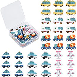 Resin Cabochons, Vehicle, Mixed Color, 36pcs/box