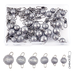 Round Shape Cannonball Fishing Weights Sinkers, Mixed Color, 4g/0.14oz; 16.8x9.5mm, Hole: 2~2.5x3~3.5mm, 64pcs/box