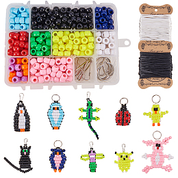 SUNNYCLUE DIY Keychain Making, with Resin Large Hole Beads, Iron Key Clasp Finding and Polyester Cord, Mixed Color, 14x10.8x3cm