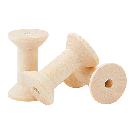 Olycraft Wood Thread Bobbins, for Embroidery and Sewing Machines, Antique White, 32x48mm