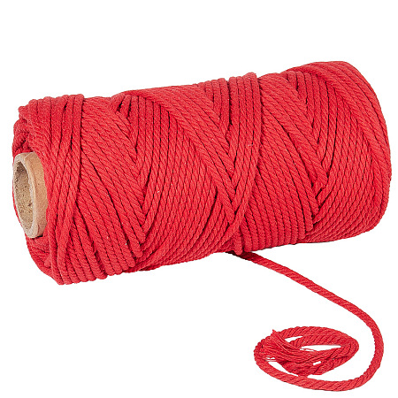 Gorgecraft Cotton String Threads, Decorative String Threads, for DIY Crafts, Gift Wrapping and Jewelry Making, Red, 4mm, 100m/roll(110yards/roll)