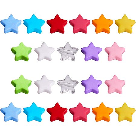 Opaque Acrylic Beads, Star, Mixed Color, 9.5x9.5x3.5mm, Hole: 0.5mm; 900~1000pcs/box