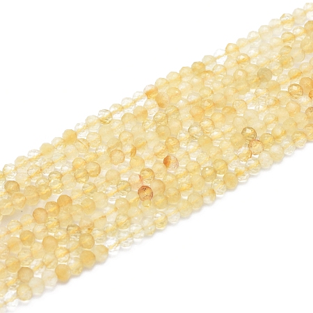 Arricraft Natural Rutilated Quartz Beads Strands, Faceted, Round, 2.5~3mm, Hole: 0.6mm, about 153~162 pcs/Strand, 15.35 inches(39cm).