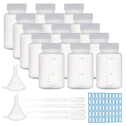 Olycraft DIY Kits, with Plastic Liquid Reagent Bottles & 3ML Disposable Dropper & Mini Transparent Funnel Hopper and Label Paster, Clear, about 35pcs/set