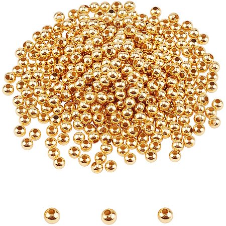 Unicraftale 304 Stainless Steel Beads, Round, with Bead Container, Golden, 4x3.5mm, Hole: 1.6mm, about 400pcs/box