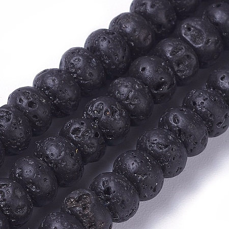 ARRICRAFT Natural Lava Rock Beads Strands, Rondelle, 6~6.3x4~4.4mm, Hole: 0.7mm, about 91pcs/strand, 15.19 inches(38.6cm)