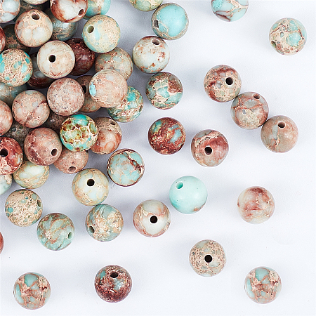 Olycraft Natural Regalite/Imperial Jasper/Sea Sediment Jasper Beads Strands, Round, Dyed, 8mm, Hole: 1mm; about 48pcs/strand, 15.7 inches, 2strands/box