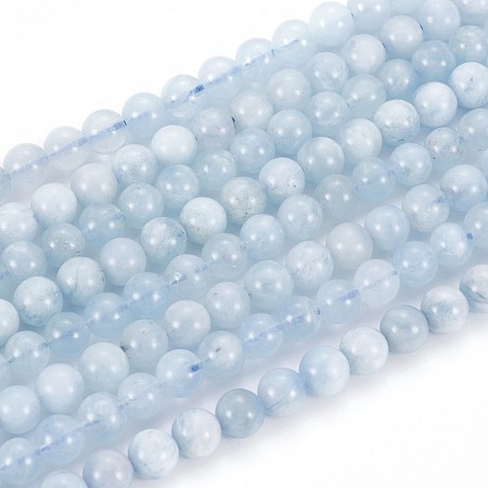 ARRICRAFT Natural Aquamarine Bead Strands, Round, 5~6mm, Hole: 0.5mm, about 65~70pcs/strand, 16 inches