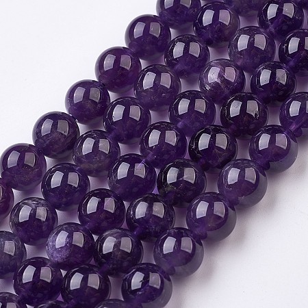 Arricraft Natural Amethyst Bead Strands, Round, 10mm, Hole: 0.5mm, about 41pcs/strand, 15.5 inches(39.5cm)