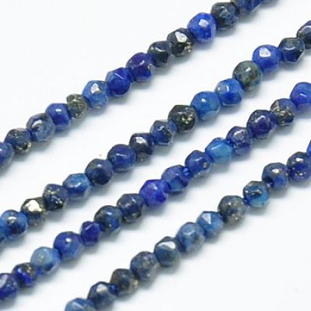 Arricraft Natural Lapis Lazuli Beads Strands, Faceted, Round, Midnight Blue, 2mm, Hole: 0.5mm