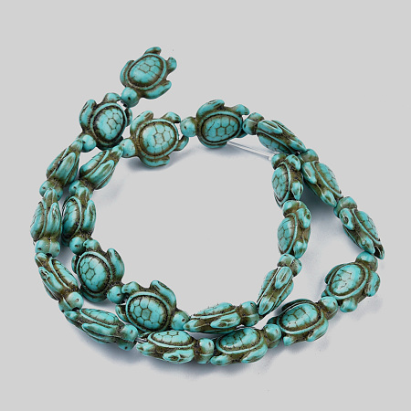 Arricraft Dyed Synthetic Turquoise Bead Strands, Tortoise, Turquoise, 15x12x6mm, Hole: 1mm, about 28pcs/strand, 15.4 inches