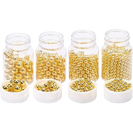 Olycraft CCB Plastic Beads, Undrilled/No Hole Beads, Round, Golden, 5~10mm, 4boxes/set