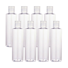 Transparent Flat Shoulder Plastic Press Cap Bottles, Refillable Bottles, Clear, 17.1cm; Capacity: 250ml