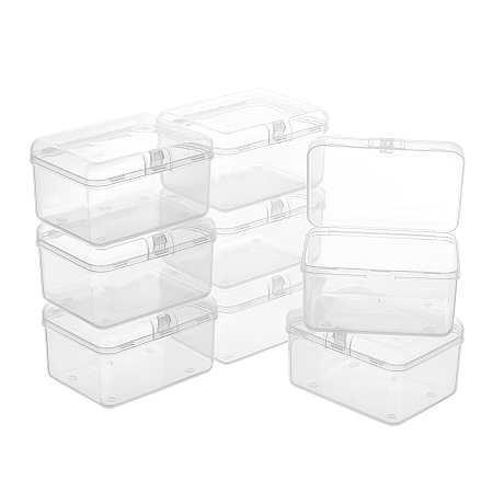 Polypropylene(PP) Plastic Boxes, Bead Storage Containers, with Hinged Lid, Rectangle, White, 4.75x8.6x6.6cm, Inner Size: 8x6cm; 8pcs/box
