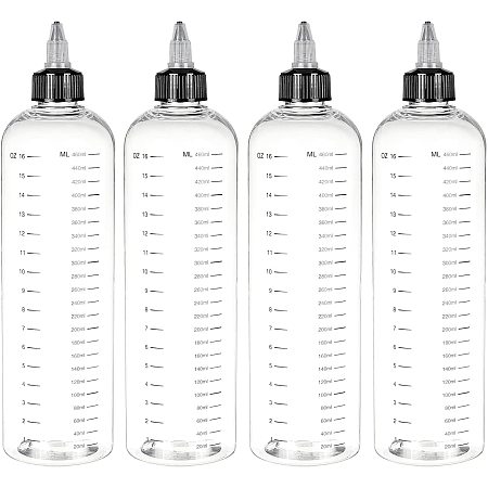 Transparent Plastic Bottle, with Twist Cap and Graduated Measurement, for Liquids, Inks, Oils, Arts and Crafts, Clear, 239mm; Capacity: 500ml