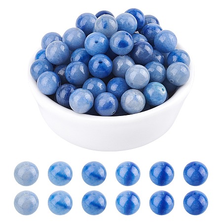 Arricraft About 96 Pcs 8mm Nature Stone Beads, Nature Blue Aventurine Round Beads, Gemstone Loose Beads for Bracelet Necklace Jewelry Making (Hole: 0.8mm)