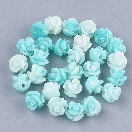 Arricraft Synthetic Coral Beads, Dyed, Flower, Pale Turquoise, 6~7x6~7mm, Hole: 1.2mm