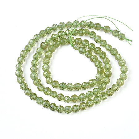 Arricraft Nature Peridot Beads Strands, Faceted, Round, 3.5~4mm, Hole: 0.9mm, about 100~101pcs/strand, 15.1 inches~15.3 inches(38.5~39cm)