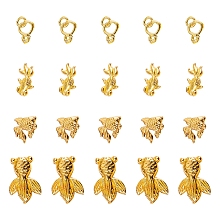 Olycraft Zinc Alloy Beads and Links, Mixed Shapes, Golden, 5.5~15x6~10x1~2.5mm, 80pcs/box