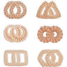 Arricraft 12pcs Rattan Woven Charms Dangle, Lightweight Woven Bohemian Straw Wicker Braid Drop Dangle Connector Pendants Linking Rings for Straw Wicker Braid Earrings Jewelry