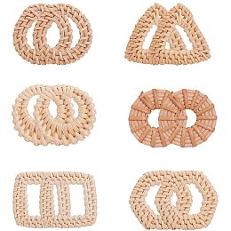 Arricraft 12pcs Rattan Woven Charms Dangle, Lightweight Woven Bohemian Straw Wicker Braid Drop Dangle Connector Pendants Linking Rings for Straw Wicker Braid Earrings Jewelry