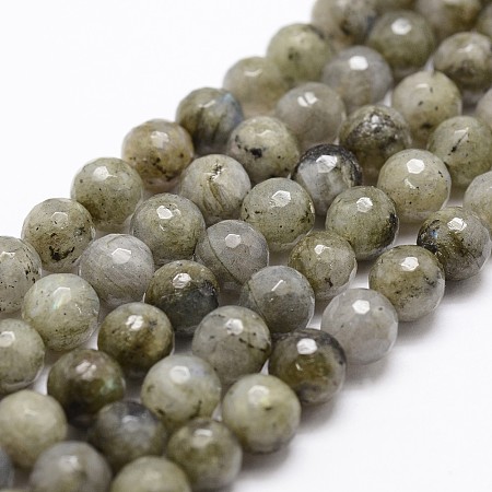 ARRICRAFT Natural Labradorite Beads Strands, Faceted, Round, 8mm, Hole: 1mm, about 44pcs/strand, 14.9 inches~15.1 inches
