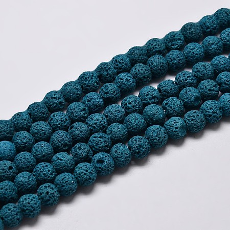 ARRICRAFT Natural Lava Rock Round Bead Strands, Dyed, Marine Blue, 8mm, Hole: 1mm, about 50pcs/strand, 15.7 inches