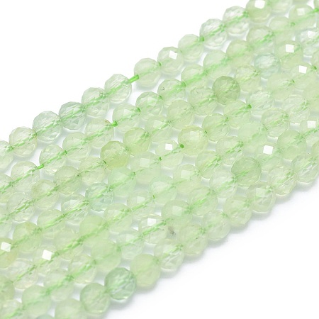 Arricraft Natural Prehnite Beads Strands, Faceted, Round, 4mm, Hole: 0.8mm, about 91pcs/strand, 15.7 inches(40cm)