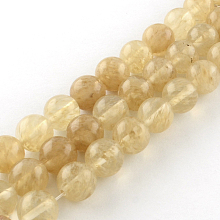 ARRICRAFT Coffee Watermelon Stone Glass Round Bead Strands, Cornsilk, 8mm, Hole: 1mm, about 48pcs/strand, 14.9 inches