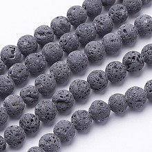 ARRICRAFT Unwaxed Natural Lava Rock Bead Strands, Round, 4mm, Hole: 1mm, about 95pcs/strand, 15.5 inches