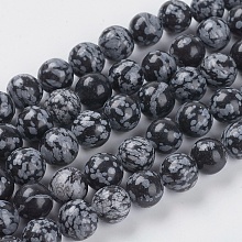 ARRICRAFT Natural Snowflake Obsidian Beads Strands, Round, Black, 10mm, Hole: 1mm