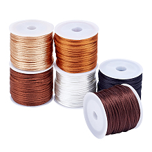 Nylon Rattail Satin Cord, Beading String, for Chinese Knotting, Jewelry Making, Mixed Color, 2mm; about 10m/roll, 6 colors, 1roll/color, 6rolls