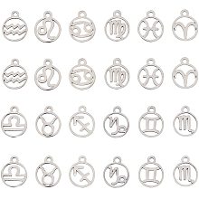 Unicraftale 316 Surgical Stainless Steel Charms, Flat Round with Constellation, Mixed, 13.4x10.8x1mm, Hole: 1.5mm, 2pcs/color, 24pcs/box