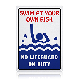 Globleland UV Protected & Waterproof Aluminum Warning Signs,  inchesSwim at Your Own Risk inches Signs, Blue, 350x250x1mm, Hole: 4mm