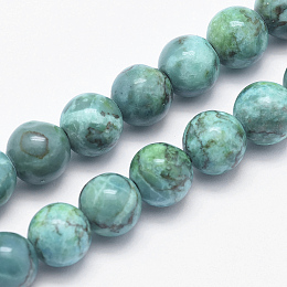 Arricraft Natural African Turquoise(Jasper) Beads Strands, Round, Dyed & Heated, Dark Cyan, 6mm, Hole: 1mm, about 62pcs/strand, 15 inches(38cm)